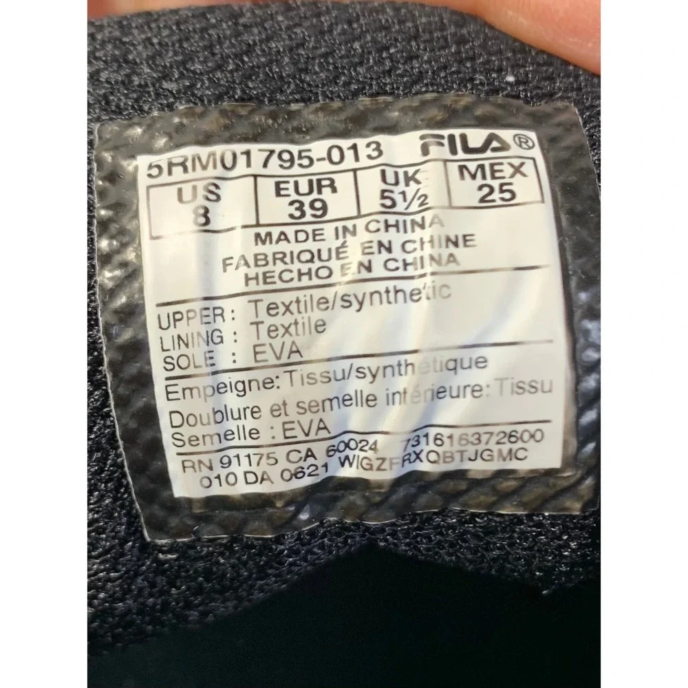 Fila Womens Running Shoes Sz 8 Gray Black Lightweight EVA Sole Sneakers Preowned